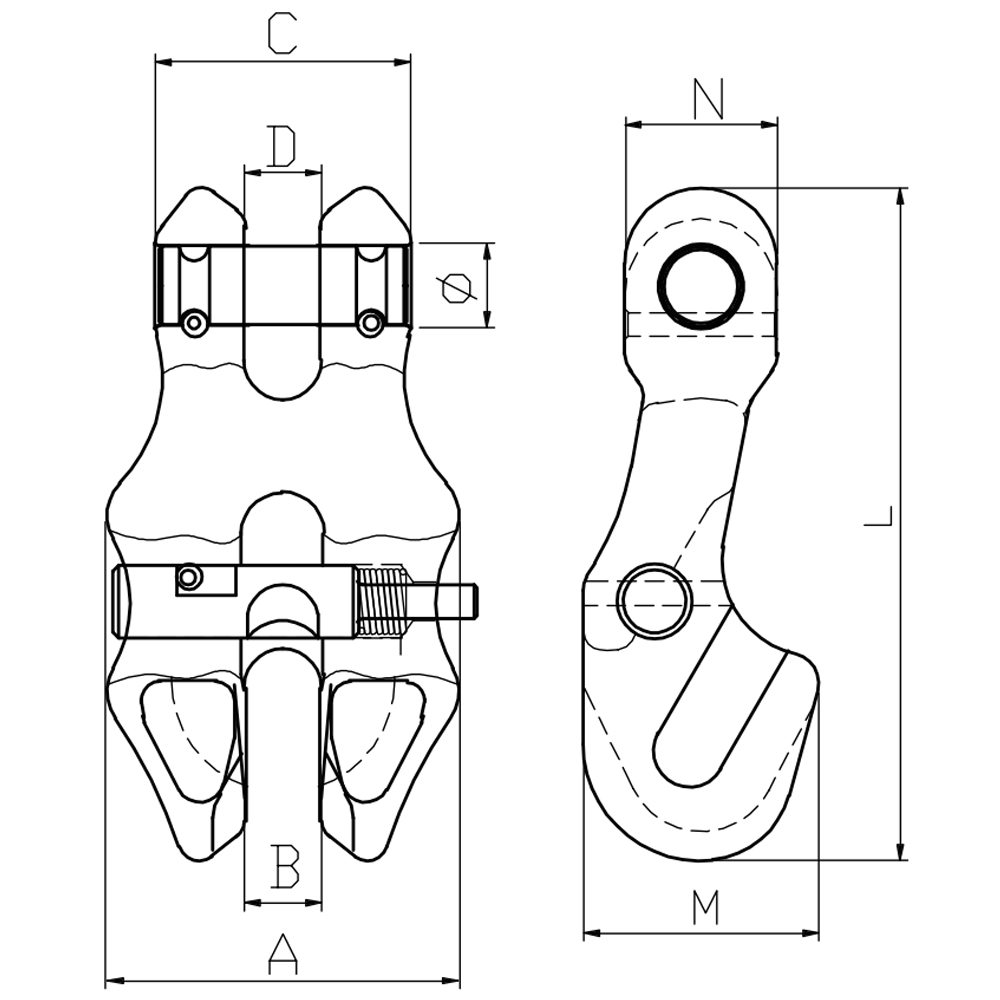 Embreagem de forquilha de aço de liga forjada de hardware de equipamento G100 com pino