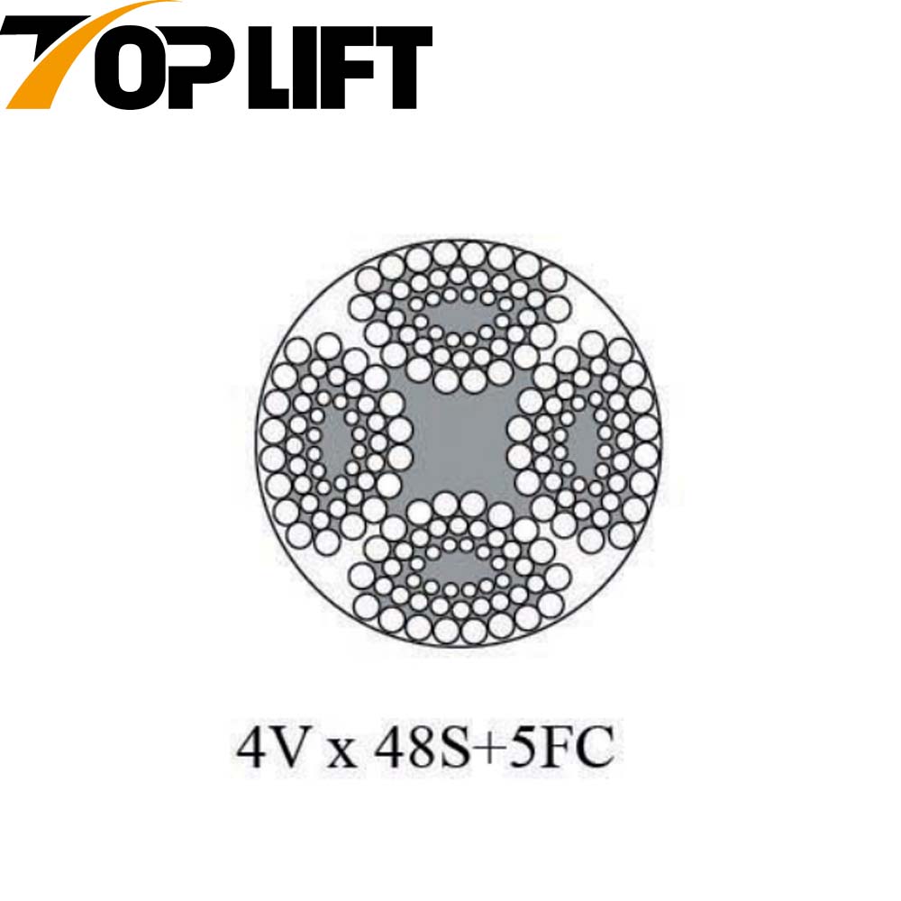 Cabo de aço não giratório de 4 fios galvanizado / não galvanizado 4VX39S+5FC 4VX48S+5FC