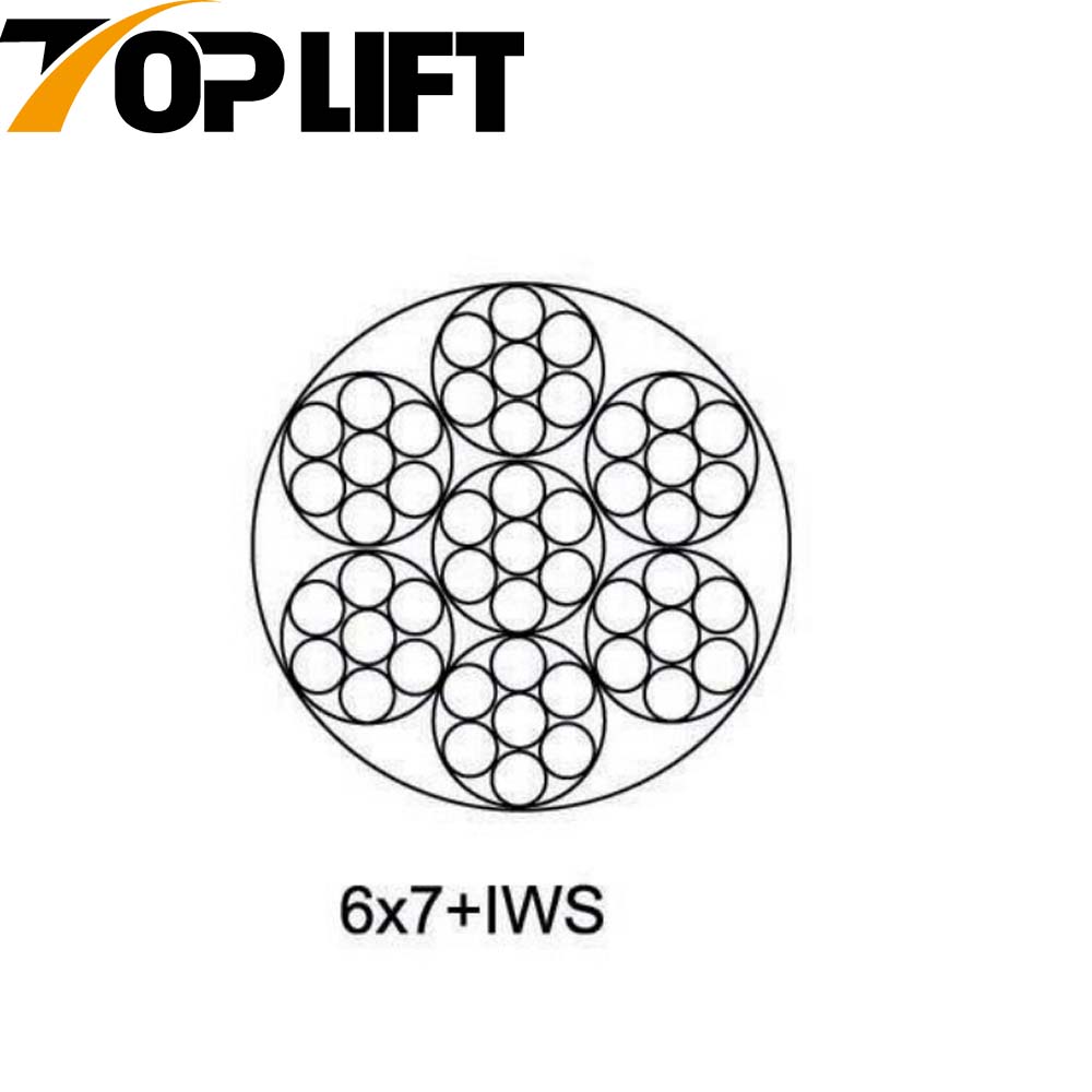 6X7+FC 6X7+IWS 6X9W+FC 6X9W+IWR cabo de aço galvanizado/não galvanizado