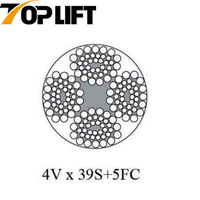 Cabo de aço não giratório de 4 fios galvanizado / não galvanizado 4VX39S+5FC 4VX48S+5FC