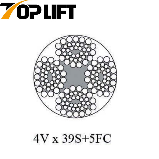 Cabo de aço não giratório de 4 fios galvanizado / não galvanizado 4VX39S+5FC 4VX48S+5FC