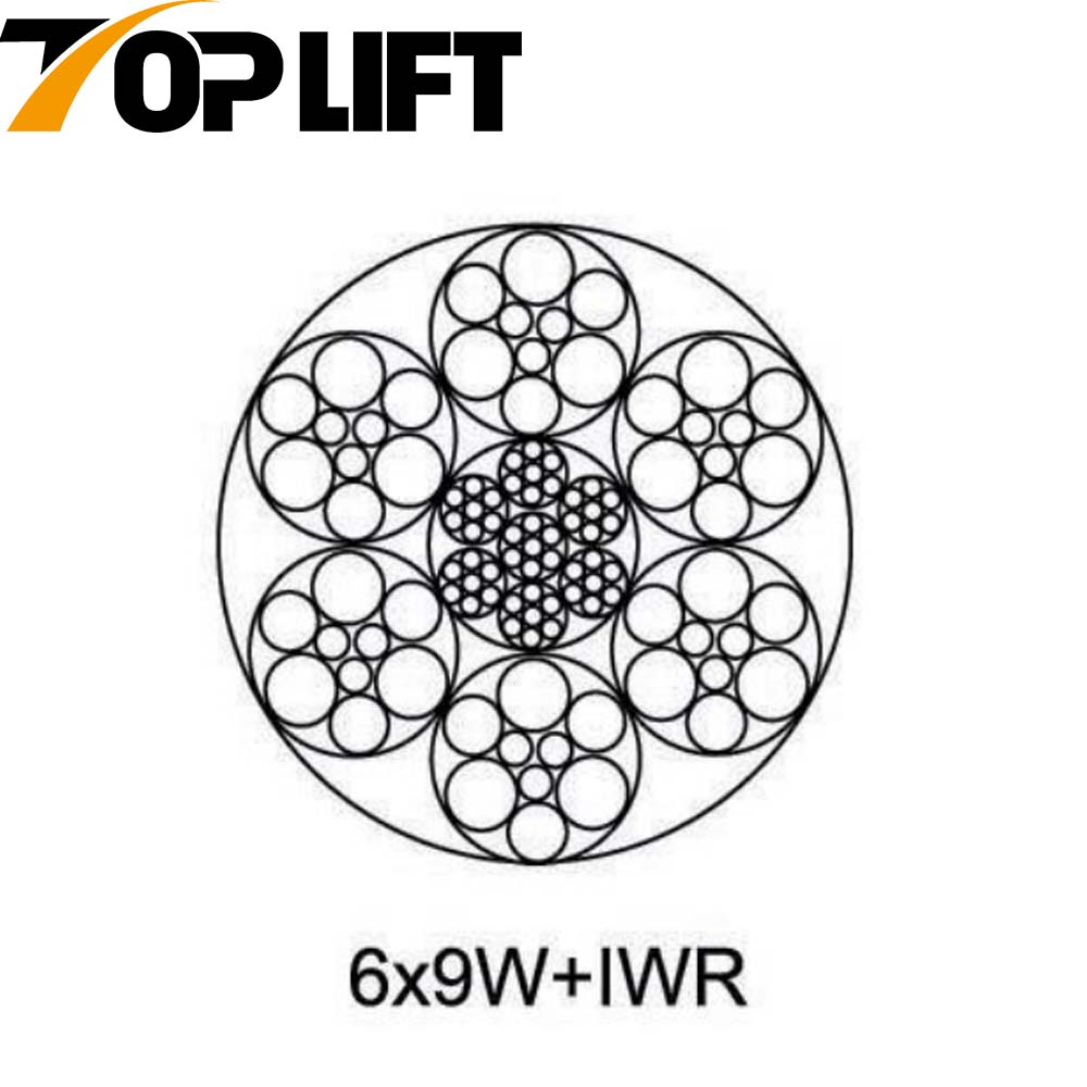 6X7+FC 6X7+IWS 6X9W+FC 6X9W+IWR cabo de aço galvanizado/não galvanizado