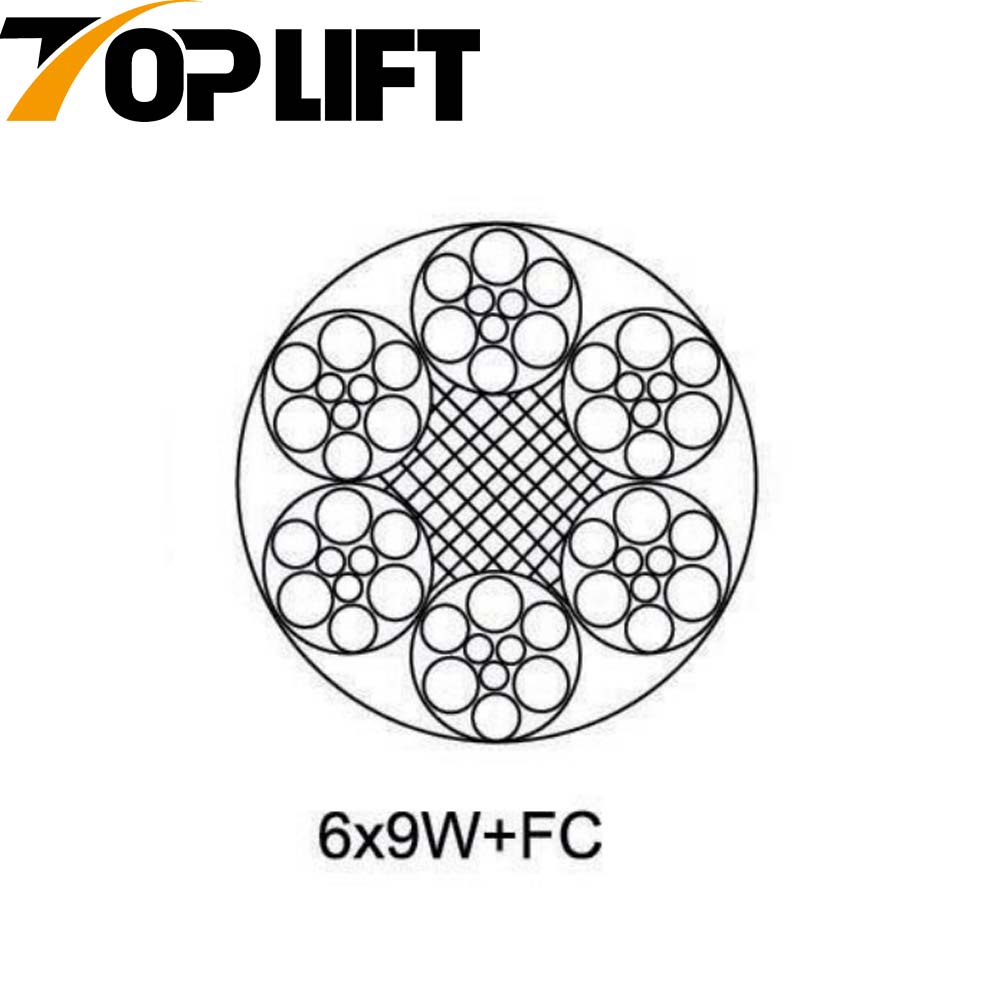 6X7+FC 6X7+IWS 6X9W+FC 6X9W+IWR cabo de aço galvanizado/não galvanizado