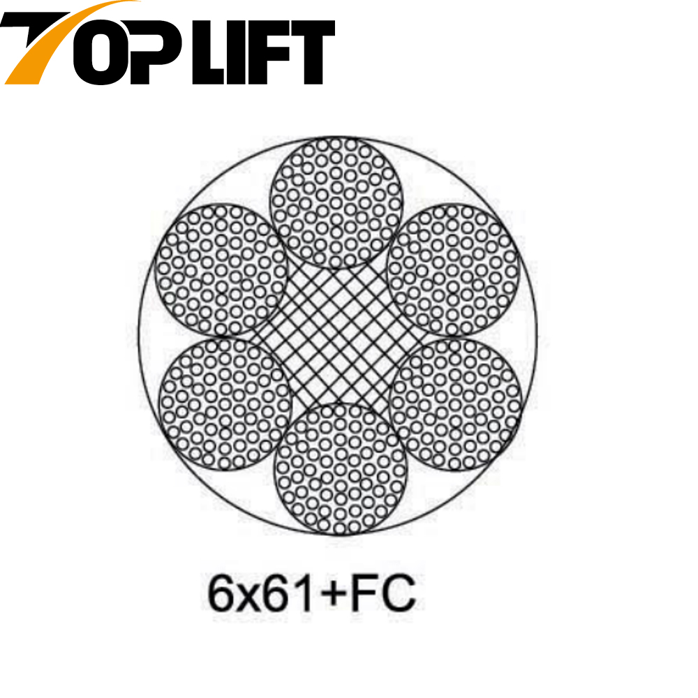 Cabo de fio de aço galvanizado/não galvanizado 6X61+FC 6X61+IWR